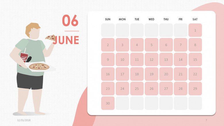 2019 calendar june in creative style with illustration