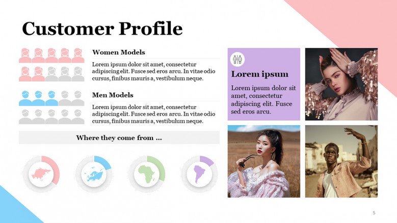 Customer Profile PowerPoint Slide in pastel colors