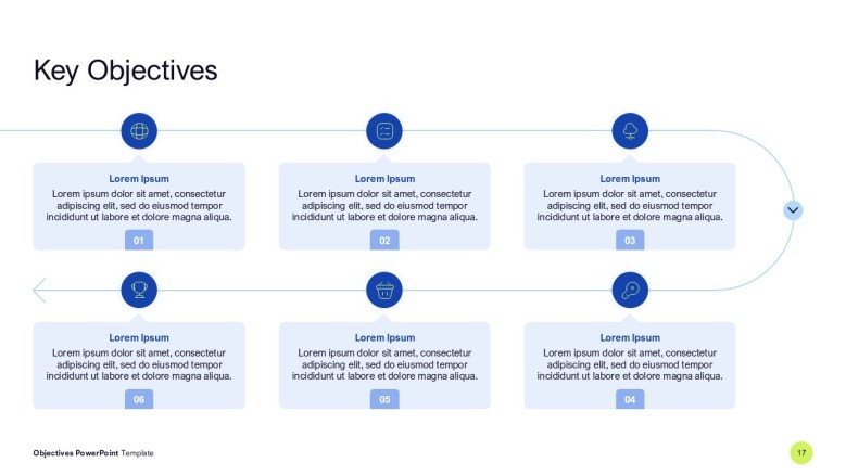 Six Objectives PowerPoint Timeline