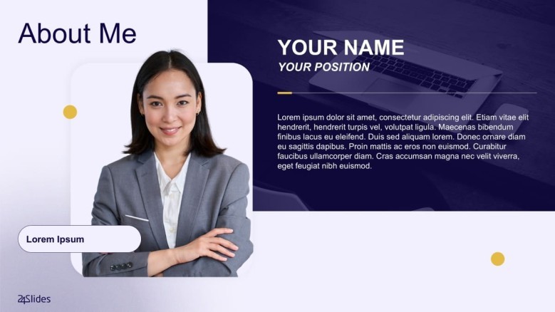 about me slide personal profile with text