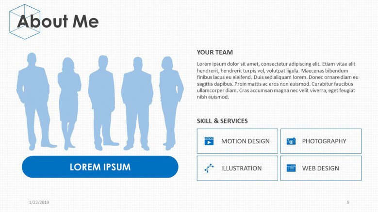 about me slide with team profile