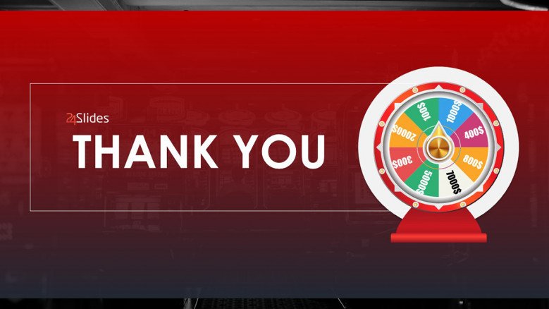 Red Thank You Slide with a Wheel of Fortune