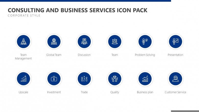 consulting and business services icon in blue corporate style