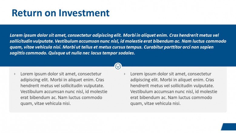 Return of Investment Slide for a Business Case Presentation