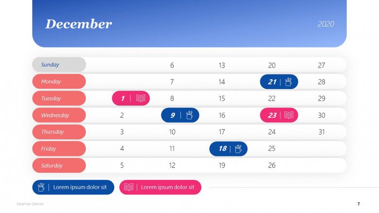 December PowerPoint Calendar in vertical format