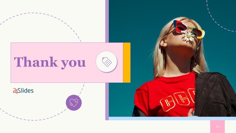 Light-themed Thank You Slide with the image of a woman in white dress
