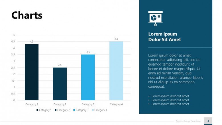 Blue corporate Column Charts for PowerPoint Presentations