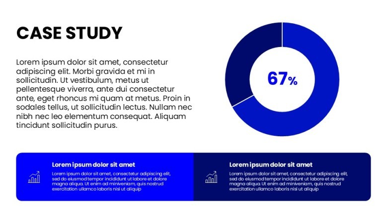 Client Case Study Slide for quantitative data with a data-drive pie chart