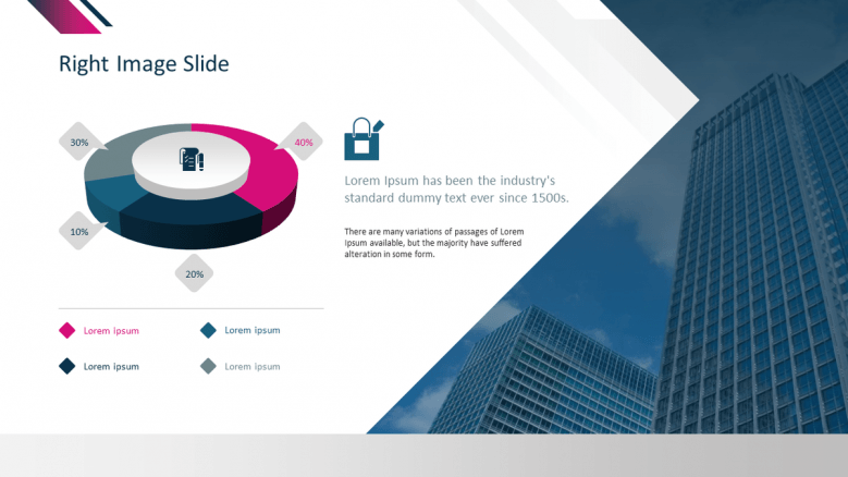 corporate presentation in pie chart slide with icons