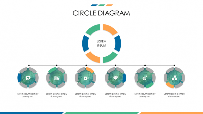 business slide with circle diagram in timeline chart