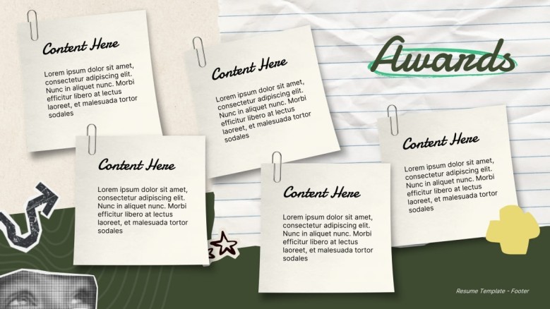 Awards section for a creative resume presentation