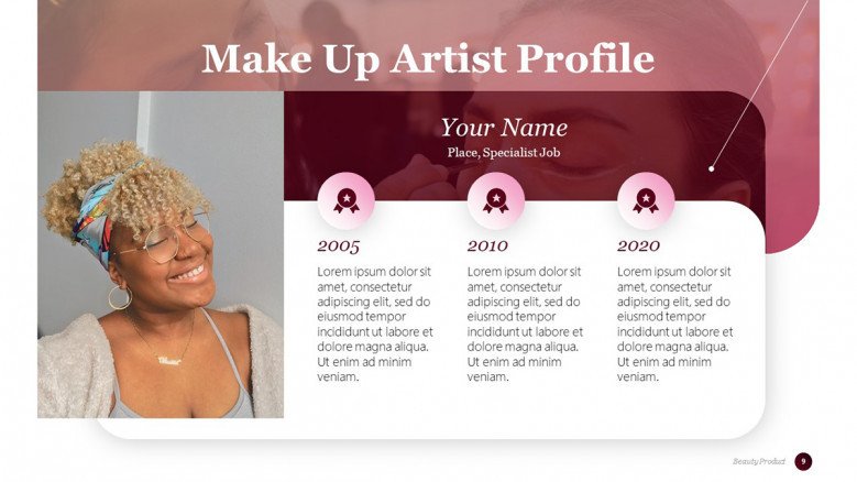 MakeUp Artist Profile in PowerPoint Slide