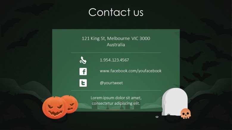 contact us creative slide in halloween theme