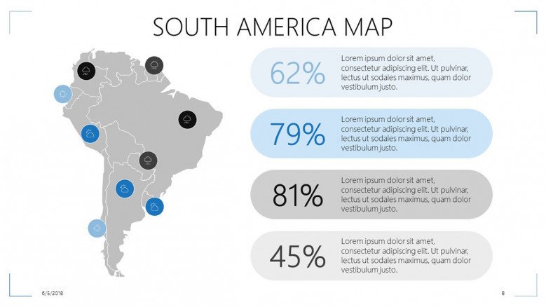 south america map data driven slide