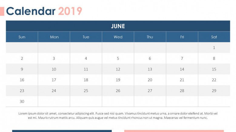 2019 calendar in June with text