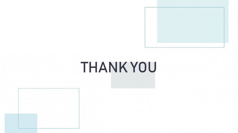 Light-themed thank you slide with rectangle shapes