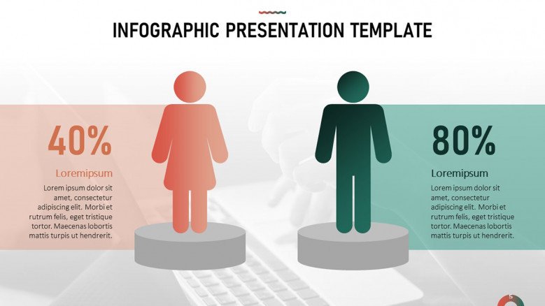 Infographic Slide for Demographic Data with male and female icons and percentages