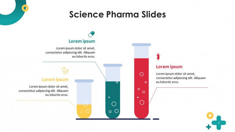science pharma data driven slide in playful illustration bar chart