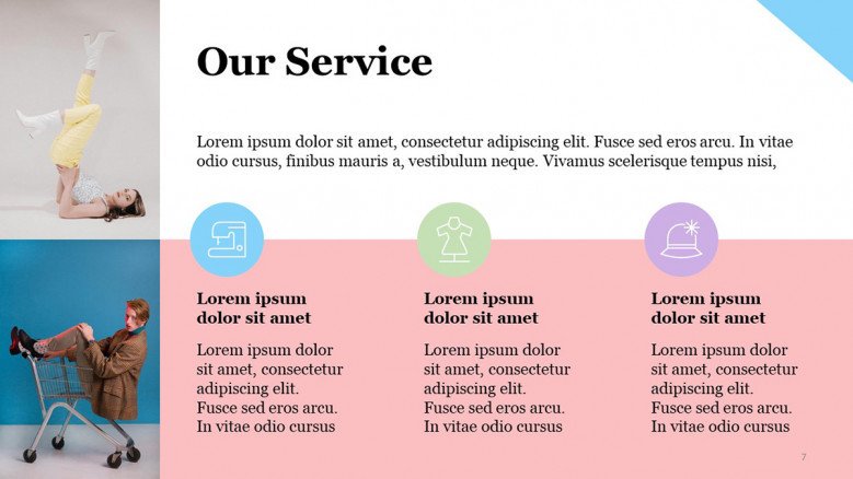 Lifestyle brand services in pink pastel PowerPoint slide