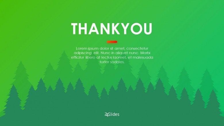 Green thank you slide for a Christmas themed presentation