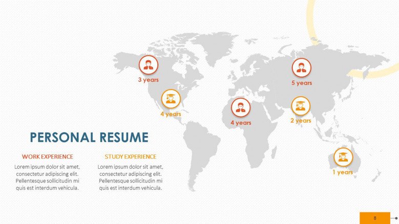 creative personal resume with world map