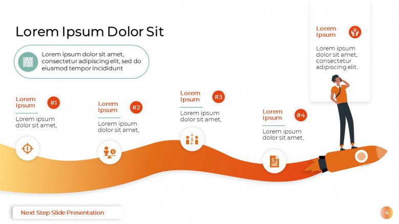 5-steps PowerPoint roadmap in playful style