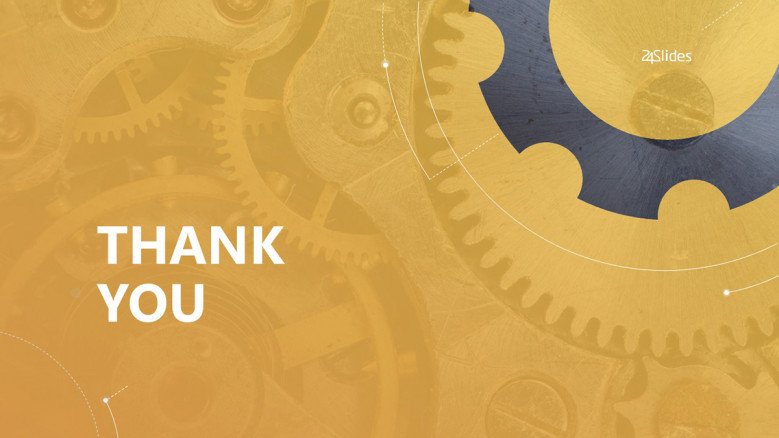Thank you slide with gears as background