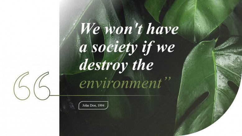 Environmental Quote Slide with a leaf as background