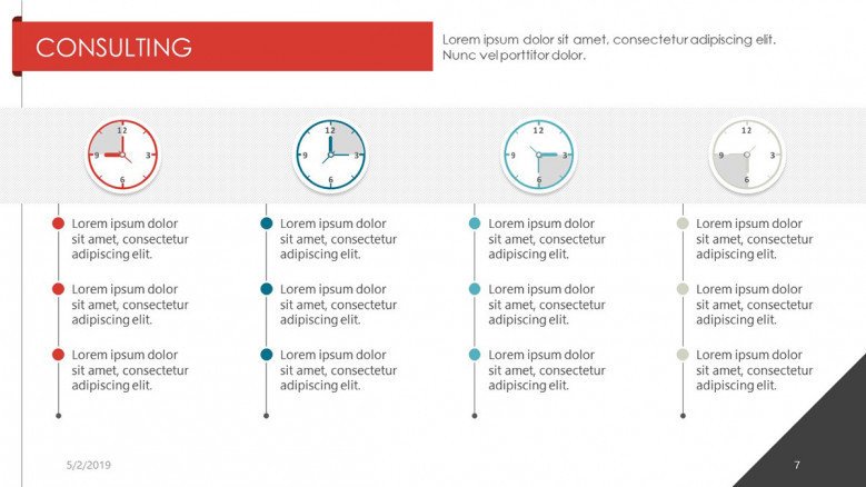 consulting slide in bullet point timeline chart