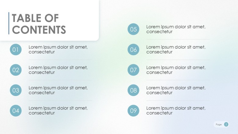 table of contents slide