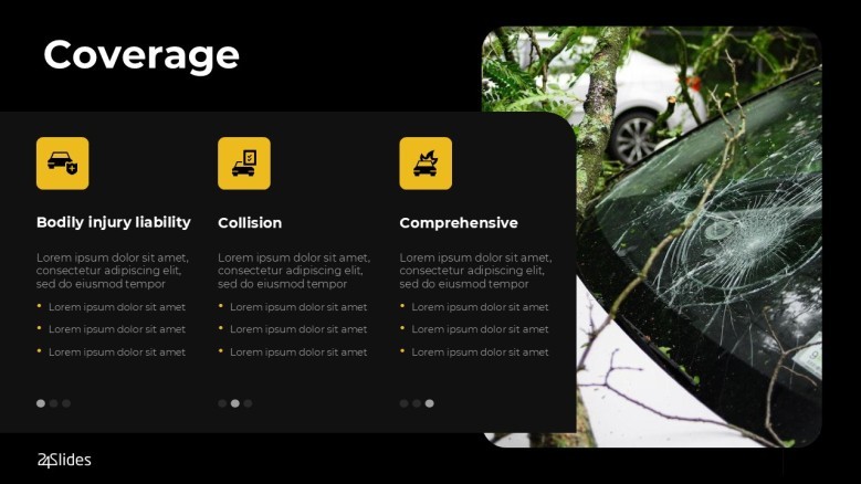 Corporate PowerPoint Table for Car Insurance Coverage Details