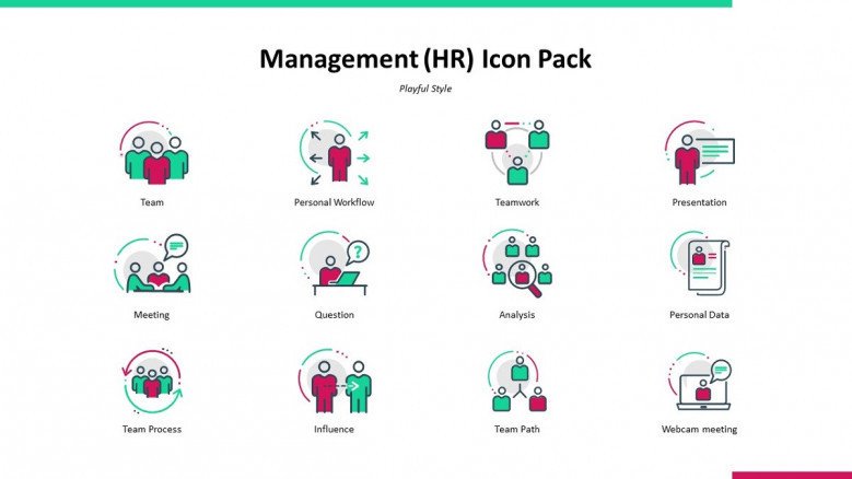 management human resource icons in playful style