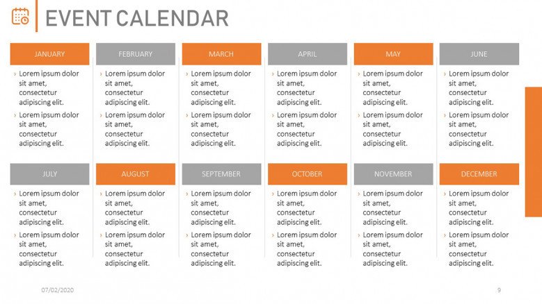Yearly Calendar of Company Events