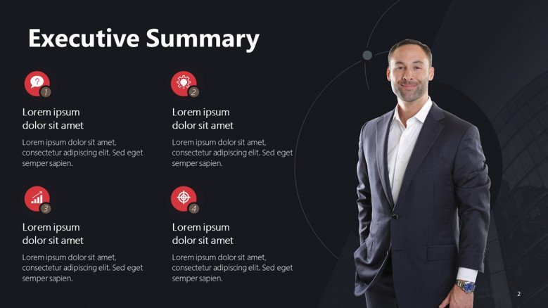 Executive Summary Slide for Marketing Plan PowerPoint Template