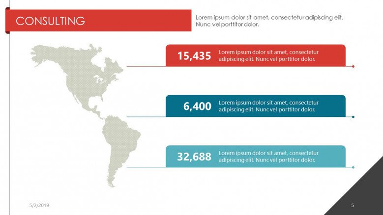 consulting slide in world map with three key points