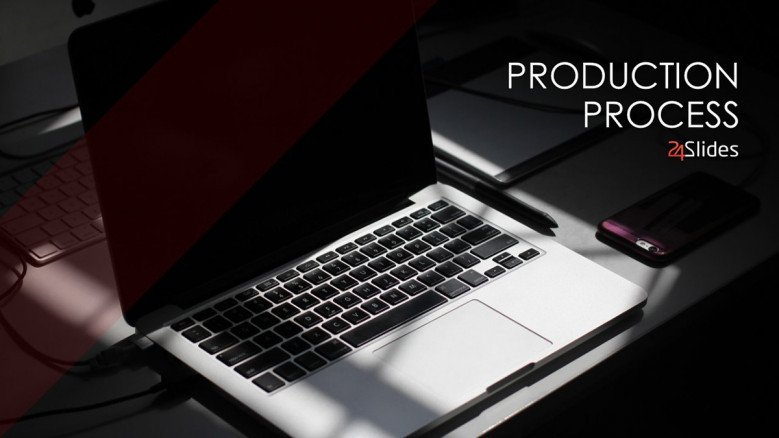 production process welcome slide with image in creative style