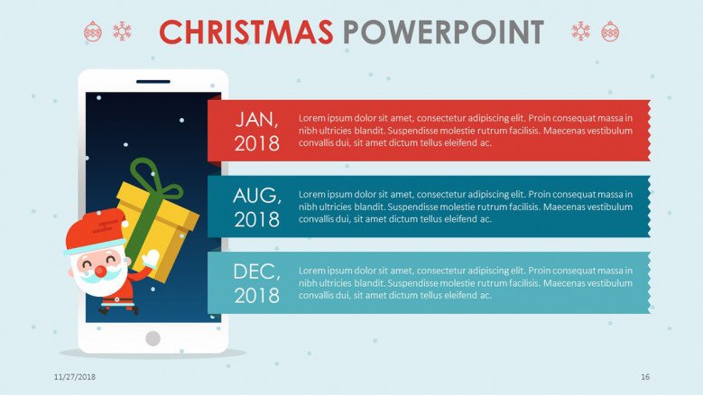 creative christmas theme agenda chart with three key points
