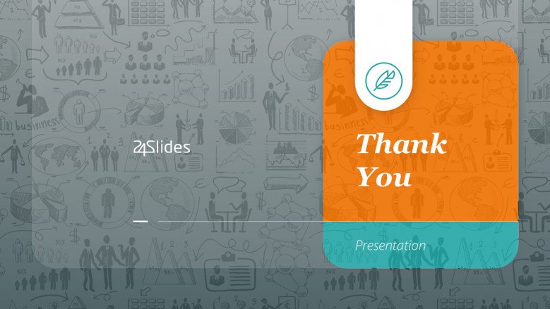 Creative Thank You Slide with business doodles as background