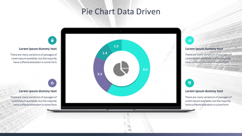 pie chart data driven slide in pc display for corporate data presentation