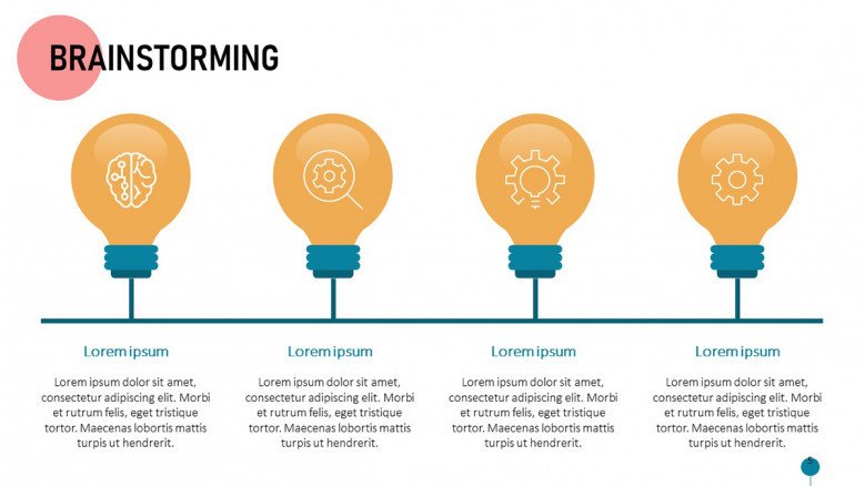 Four-step timeline with light bulbs