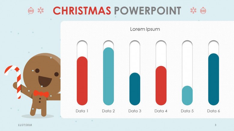 creative christmas theme bar graph with ginger bread man illustration