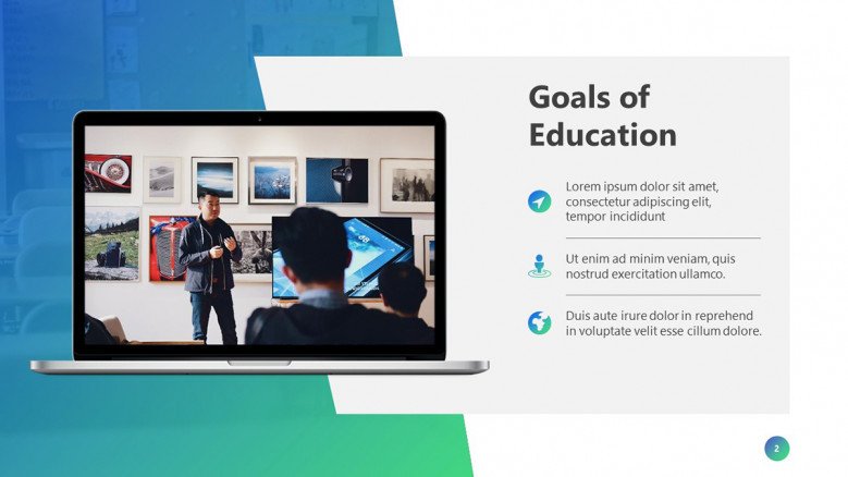 Goals of Education Slide with a laptop image