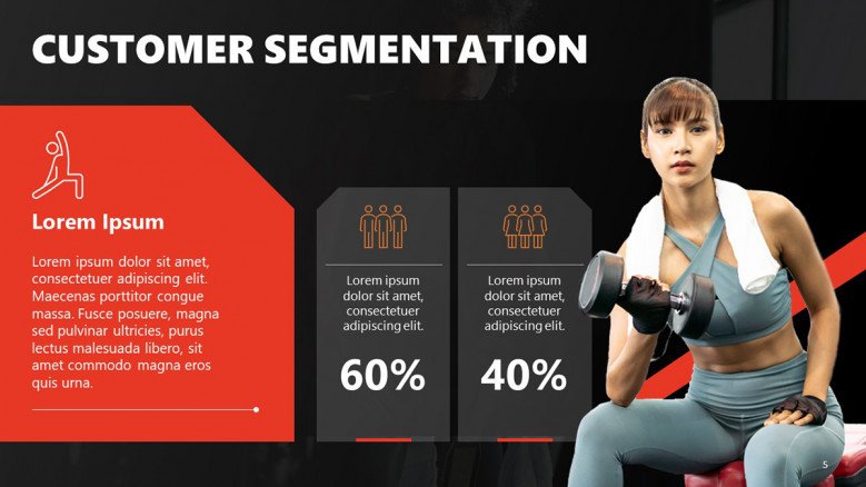 Customer Profile PowerPoint Slide with woman lifting weights
