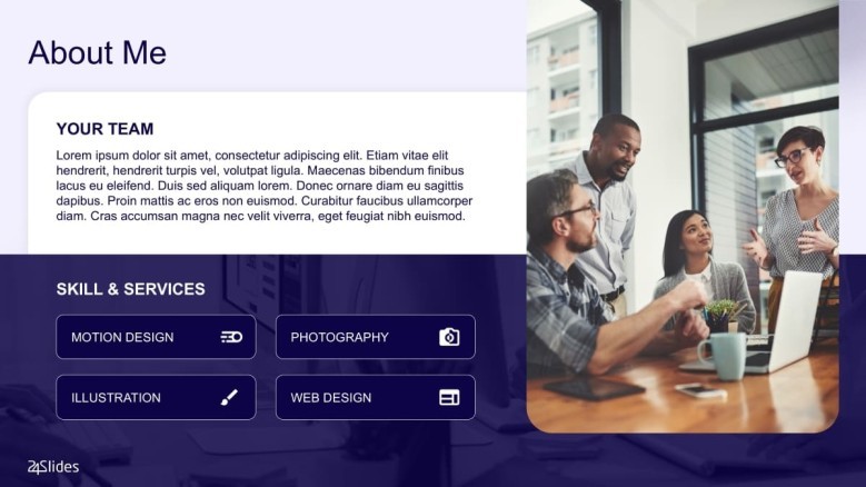 team management slide for about me presentation