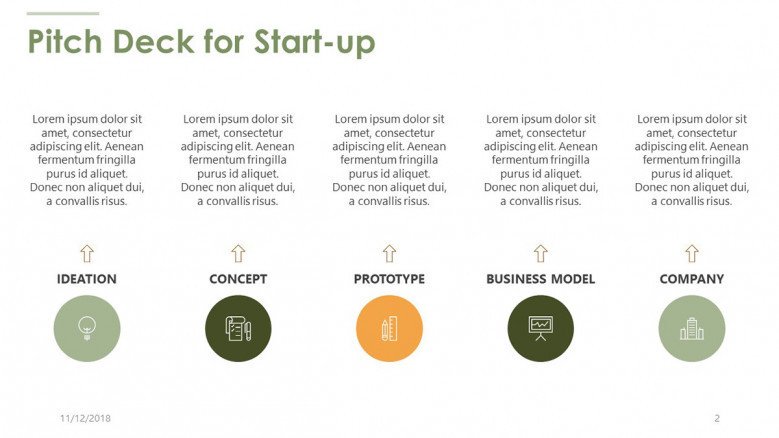 pitch deck for start up slide with five key factors
