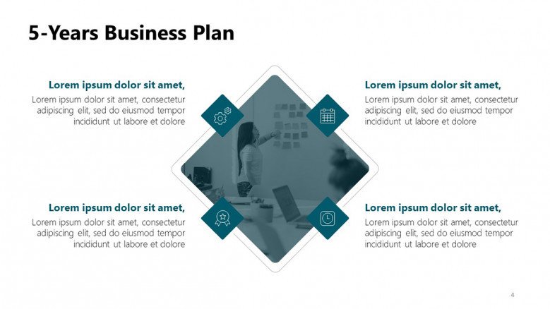 Five year business plan diagram in PowerPoint