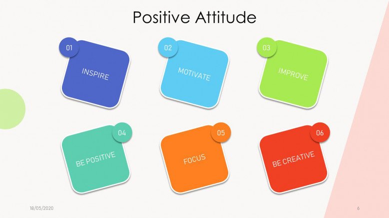 Positive Attitude Slide with six boxes