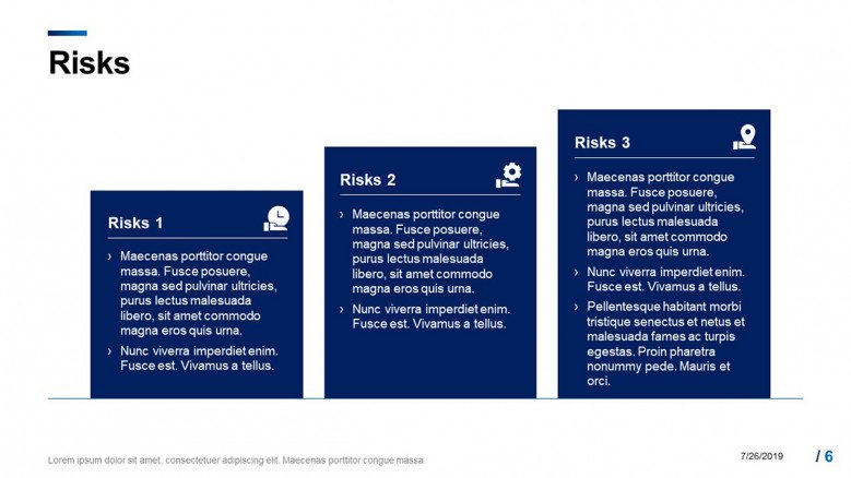 Project's risks slide with blue boxes