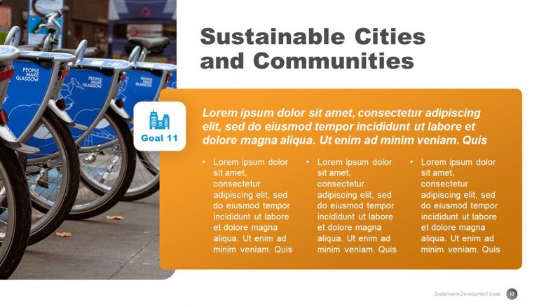 Sustainable Cities and Communities Slide for a SDGs presentation