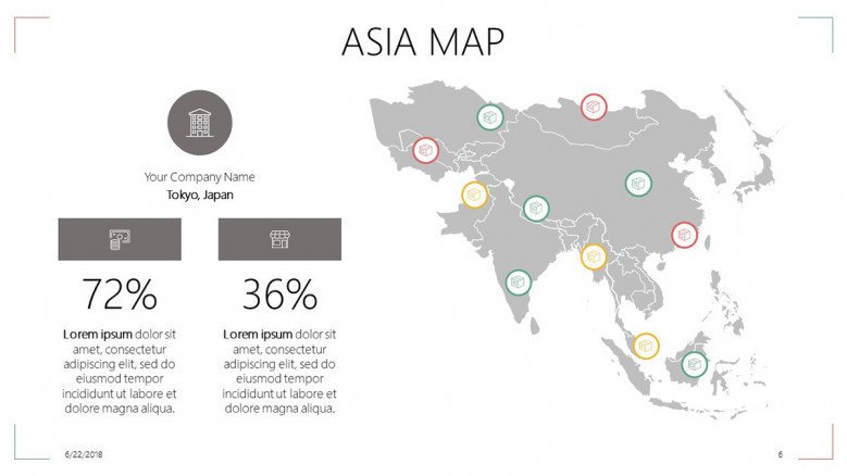 Asia map with data information in comparison